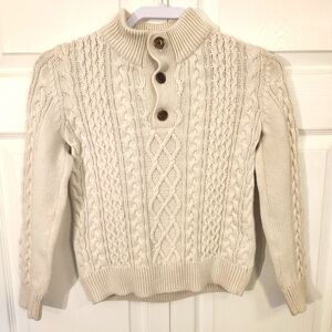 GAP BOYS '23 CABLE KNIT/CHUNKY COTTON BEIGE MOCK NECK SWEATER BOYS SIZE M-8 GUC
